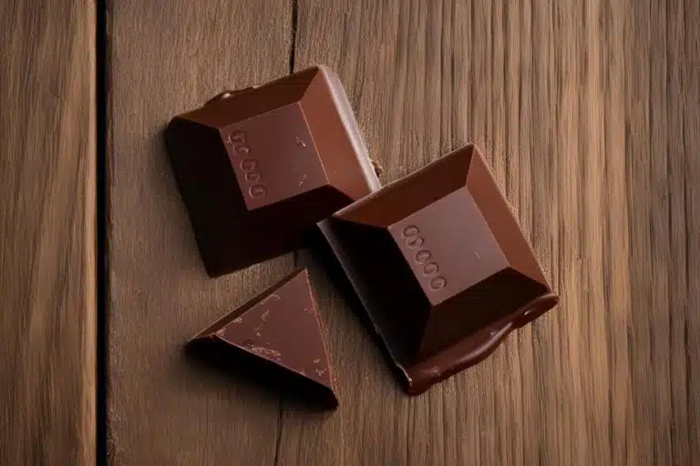 Twee stukjes pure chocolade